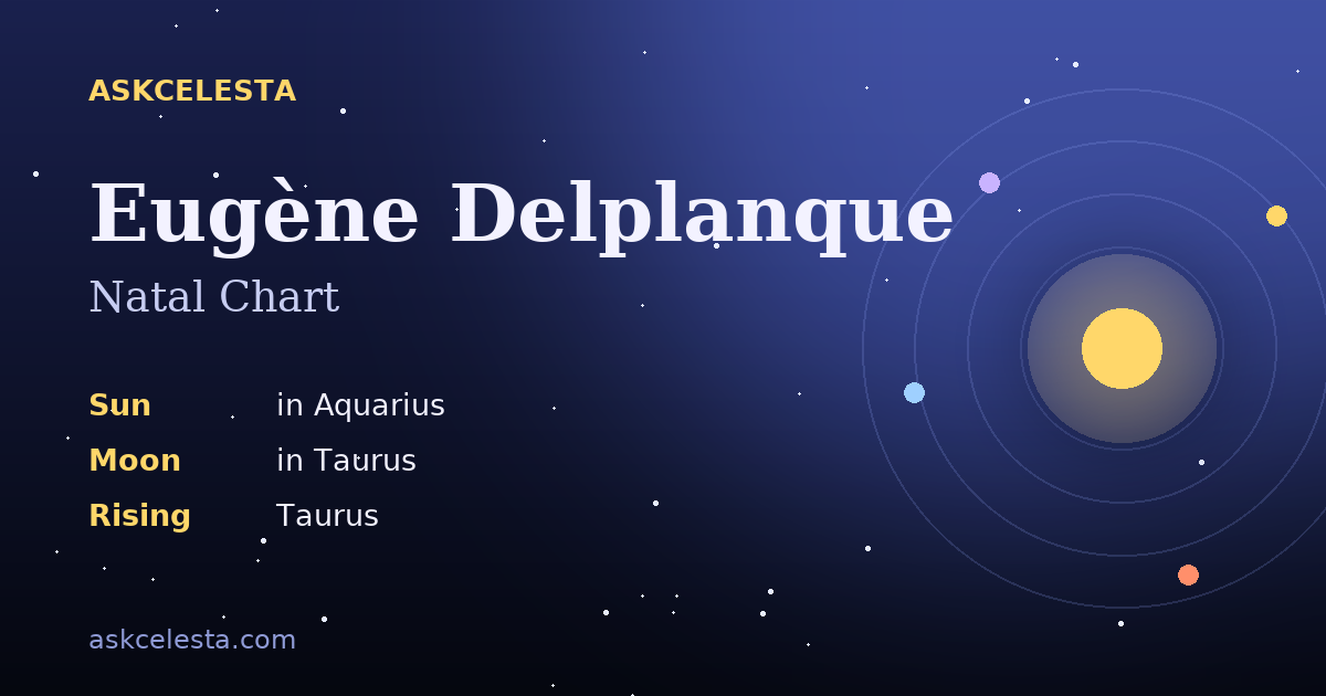 Natal chart summary for Eugène Delplanque: Aquarius Sun, Taurus Moon, Taurus Rising