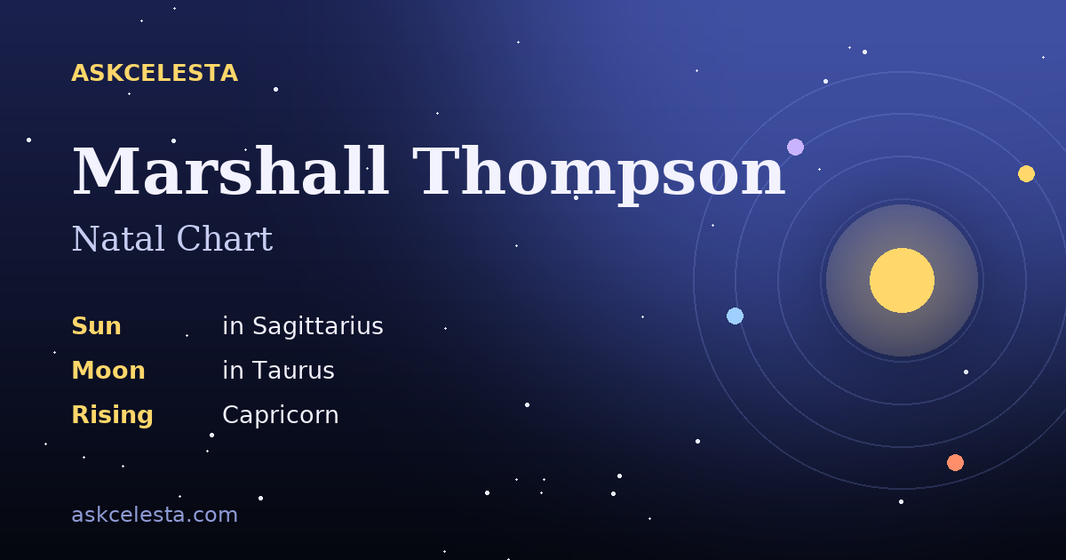 Natal chart summary for Marshall Thompson: Sagittarius Sun, Taurus Moon, Capricorn Rising